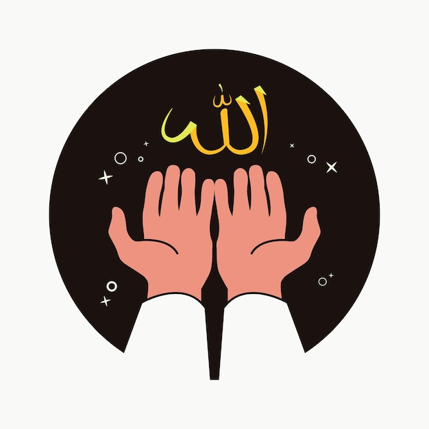 Vector hand muslim praying concept graphic design vector illustration