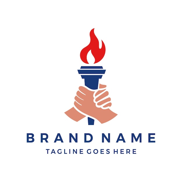 Hand nemen fakkel vlam vrijheid logo ontwerp pictogram sjabloon illustratie