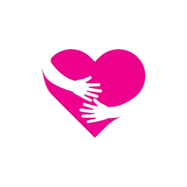 Hand omhelzing hart logo