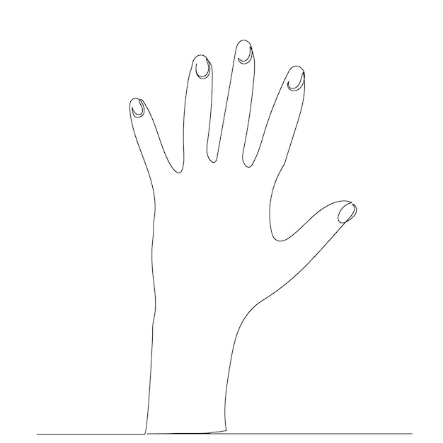 Hand outline drawing by one continuous line isolated vector