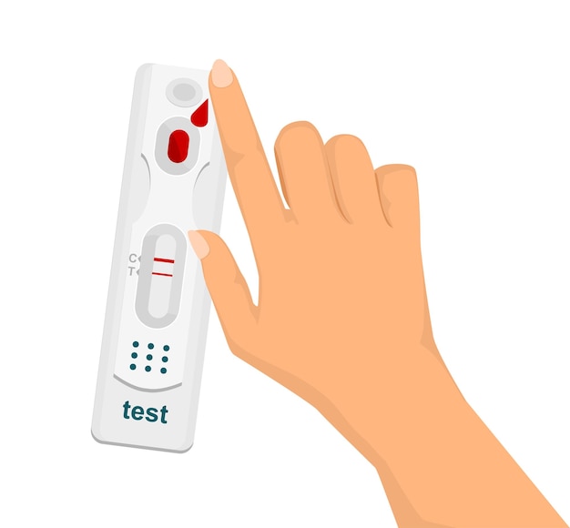 벡터 covid-19 테스트, aids를 위한 혈액 샘플로 빠른 테스트를 넘겨주세요. 신속하게 새 항목에 대해 양성으로 테스트합니다.
