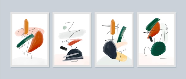 Vector hand painted abstract art cover set