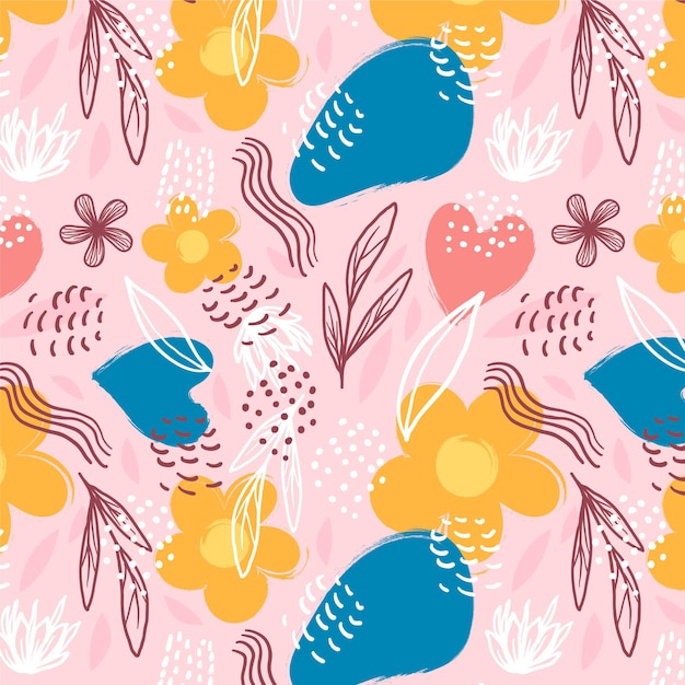Vector hand painted abstract floral pattern