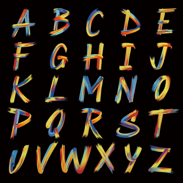 Hand painted alphabet design