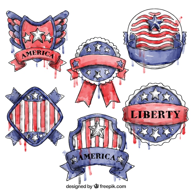 Vector hand painted american badges