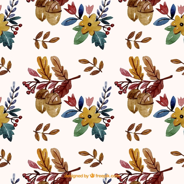 Hand painted autumn leaves pattern
