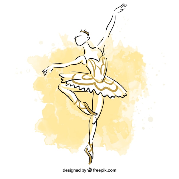 Vector hand painted ballerina