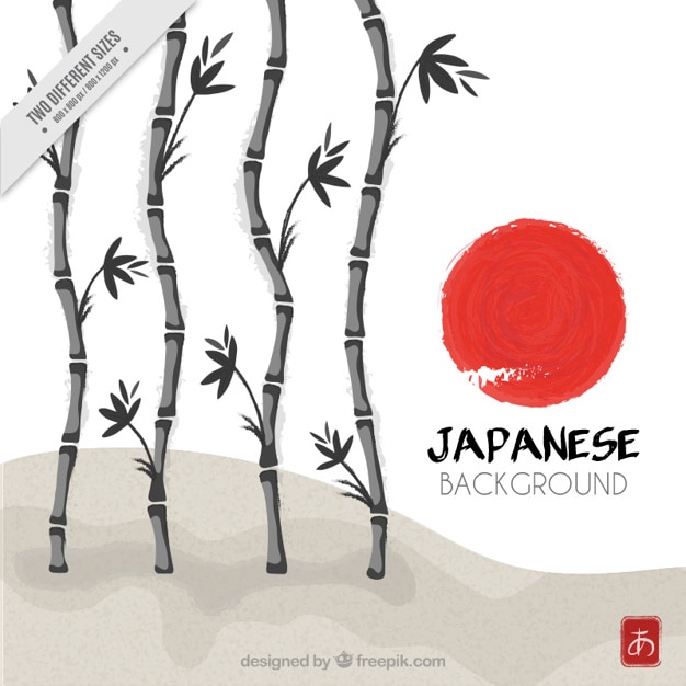 Hand painted bamboo japanese background