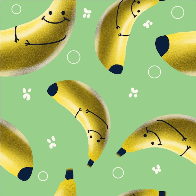 手描きのバナナ柄のデザイン