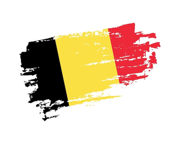 Hand painted Belgium grunge brush style flag on solid background