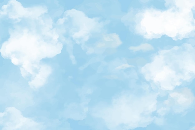 Вектор Ручная роспись голубого неба акварелью абстрактный красочный фон