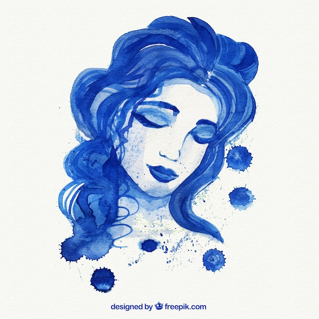 Ручная роспись синего женщина