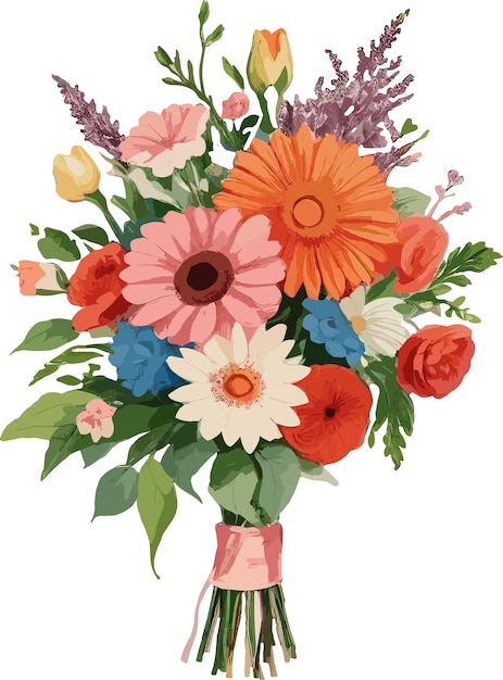 Vector hand painted bouquet of flower