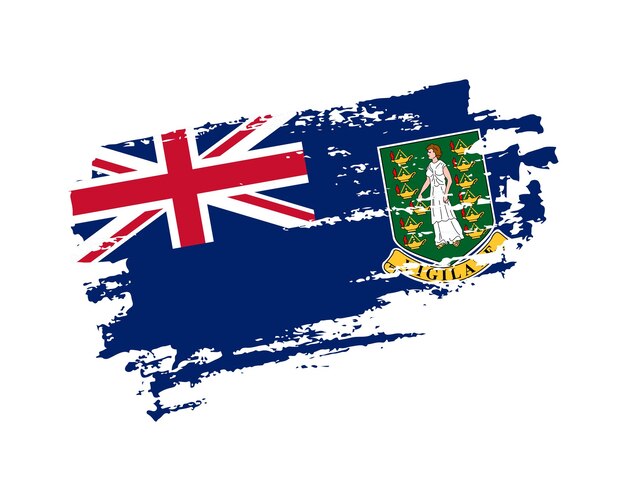 Ручная роспись флага Британских Виргинских островов в стиле гранж кисти на сплошном фоне