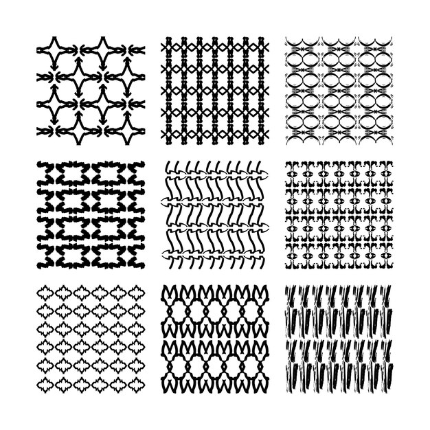 濃い灰色の背景に手描きのブラシストローク抽象的なベクトルのシームレスなパターンの図。