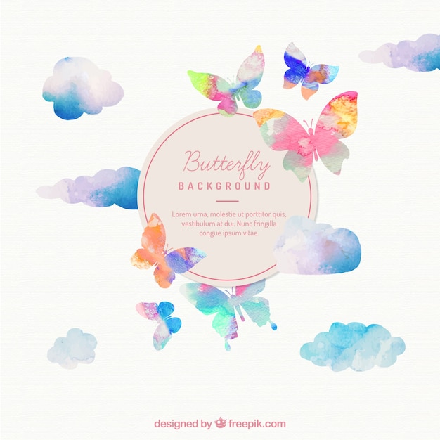 Hand painted butterflies background