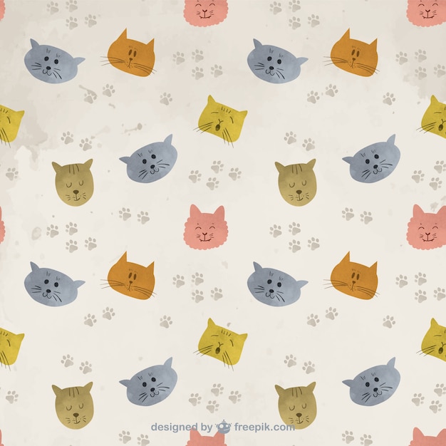 Vector hand painted cats pattern