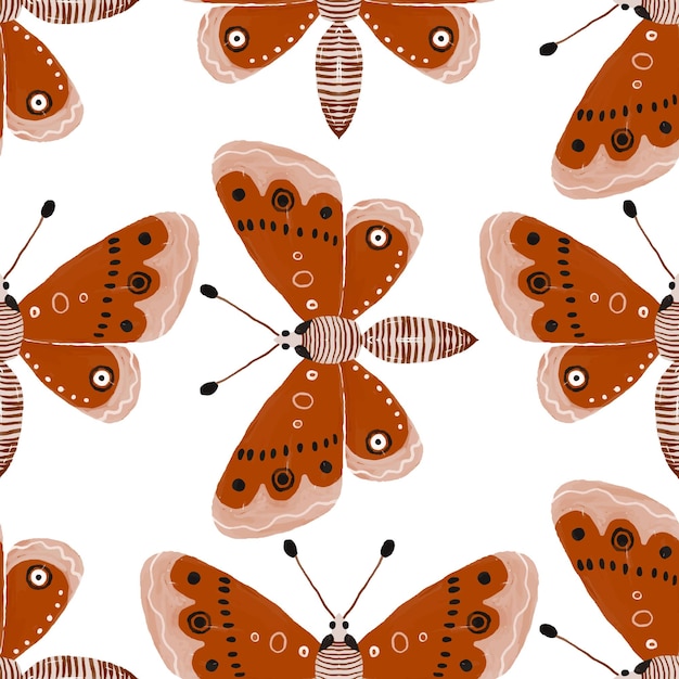 hand painted colorful seamless pattern with batterflies Batterfly background Cute endless design