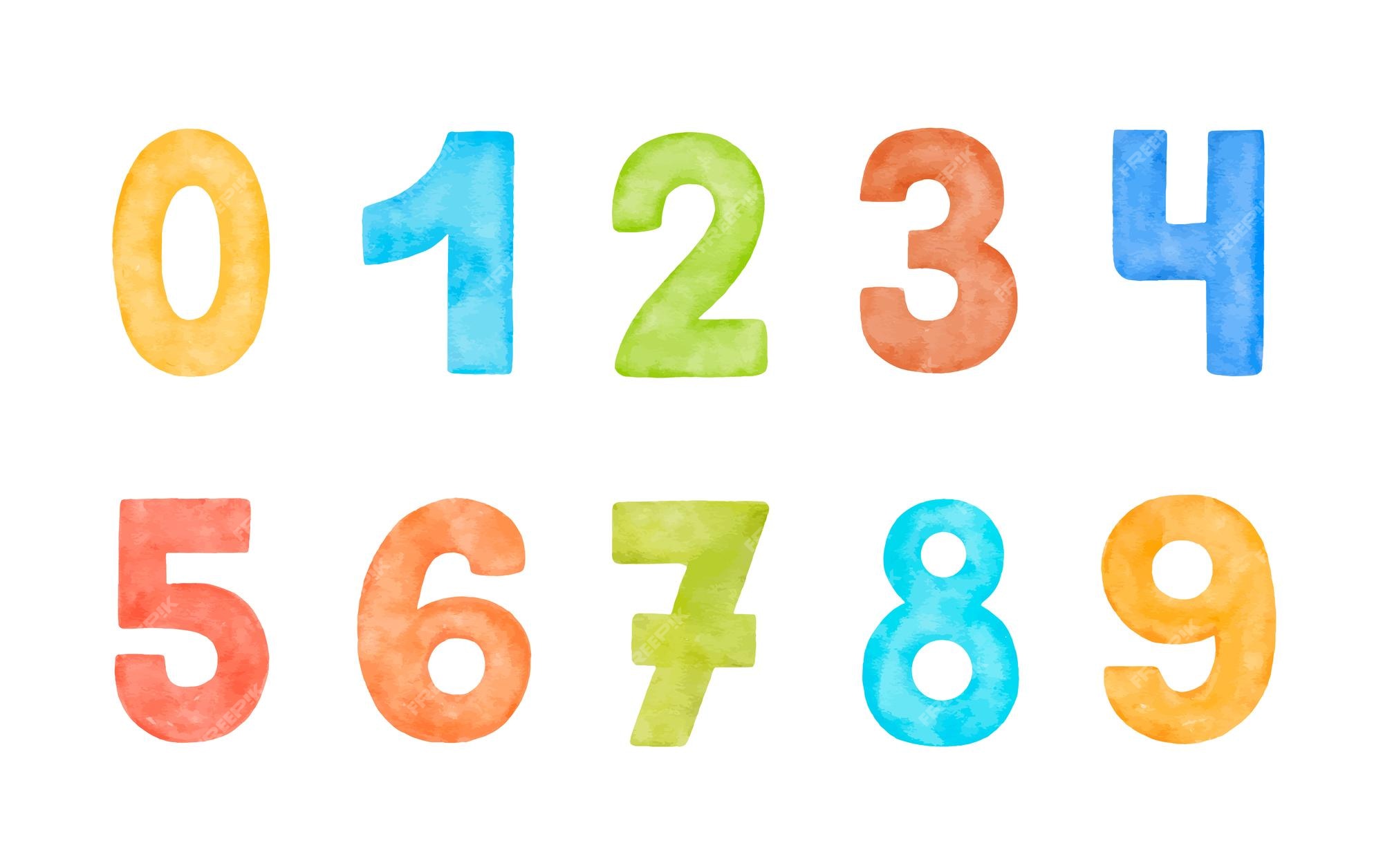 Premium Vector | Hand painted colorful watercolor numbers 0 to 9 funny numbers for kids isolated on white Premium Vector | Hand painted colorful watercolor numbers 0 to 9 funny numbers for kids isolated on white