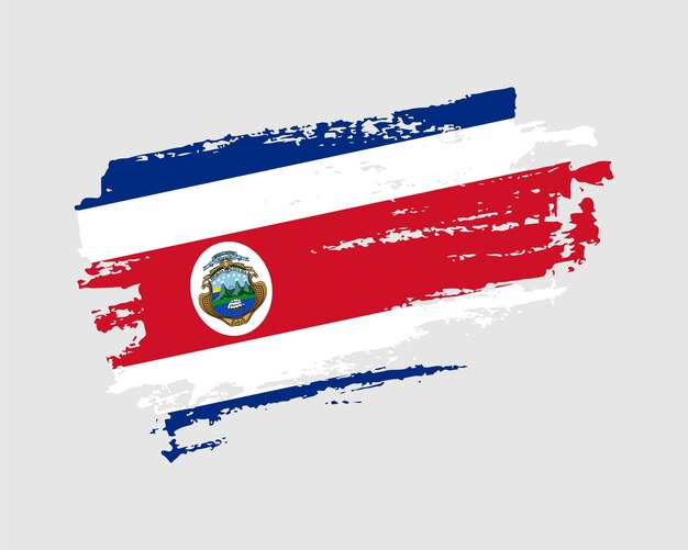 Hand painted Costa Rica grunge brush style flag on solid background