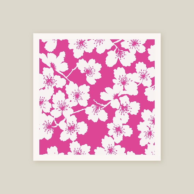 Hand Painted Cute Cherry Blossom Flowers Pink Japanese Tree Cherry Blossoms Floral Illustration