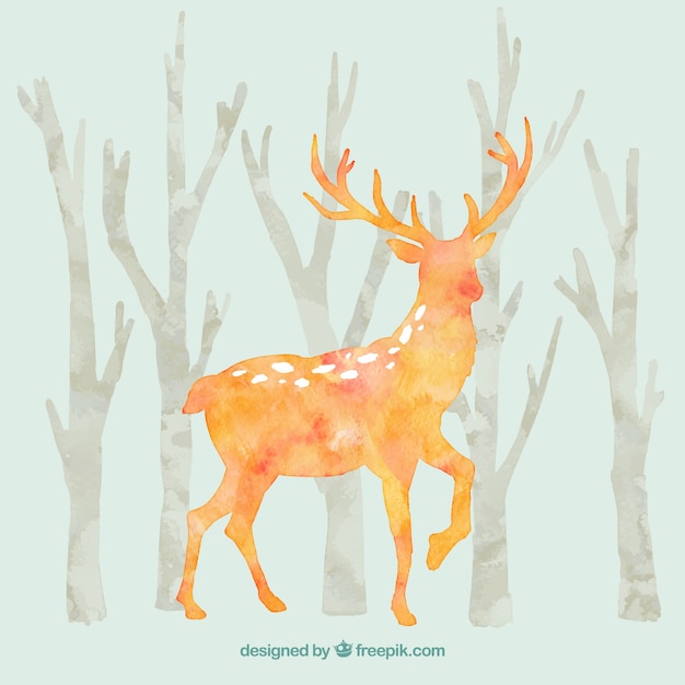 Vector hand painted deers