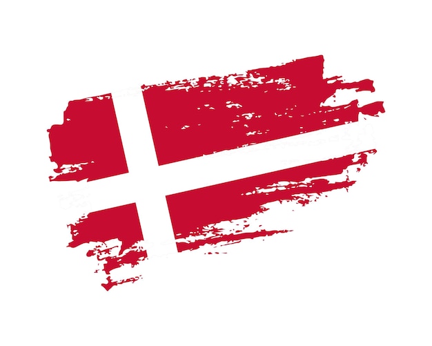 Ручная роспись флага Дании в стиле гранж кисти на твердом фоне