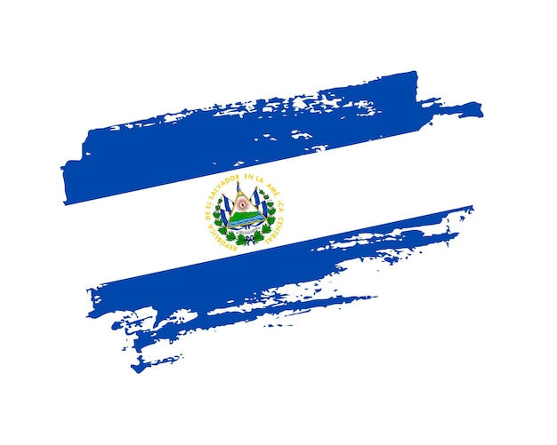 Hand painted El Salvador grunge brush style flag on solid background