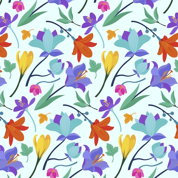 Vector hand painted exotic floral pattern