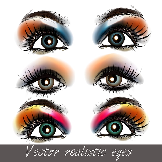 Vector hand painted eyes collection