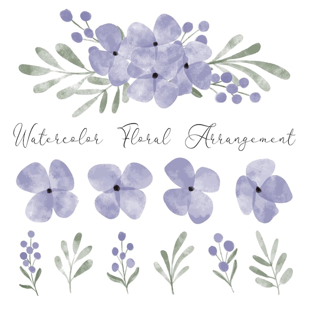 Vector hand painted floral bouquet watercolor collection