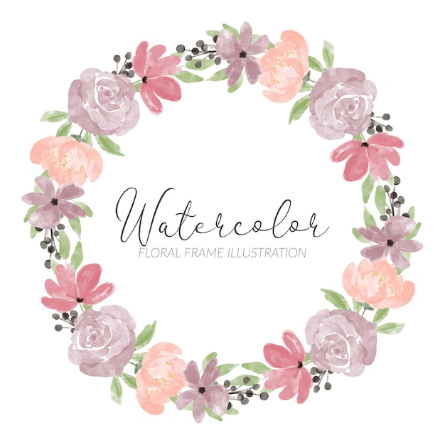 Hand painted floral object pastel bouquet circle border