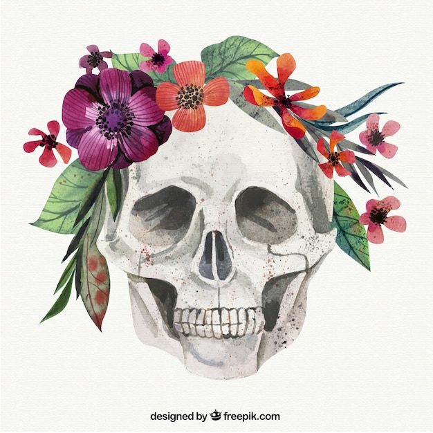 Hand painted floral skull