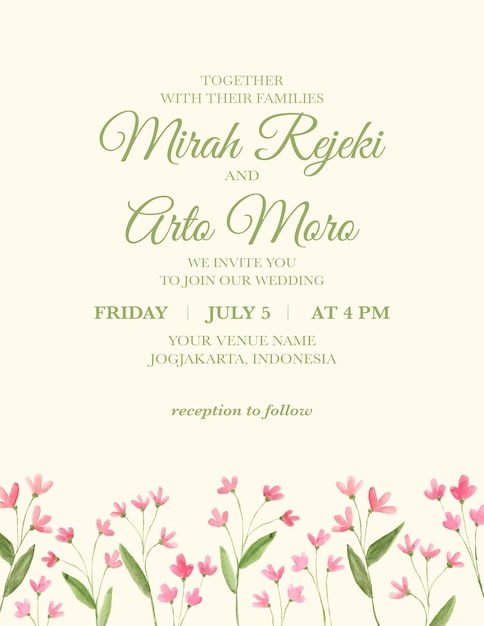 Vector hand painted of flower watercolor as wedding invitation