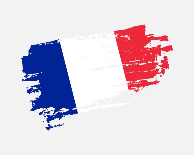 Hand painted France grunge brush style flag on solid background