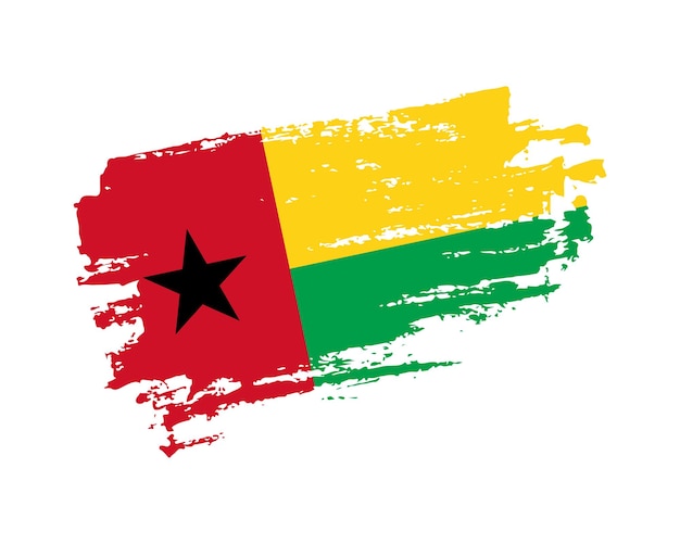Ручная роспись флаг Гвинеи-Бисау в стиле гранж кисти на сплошном фоне