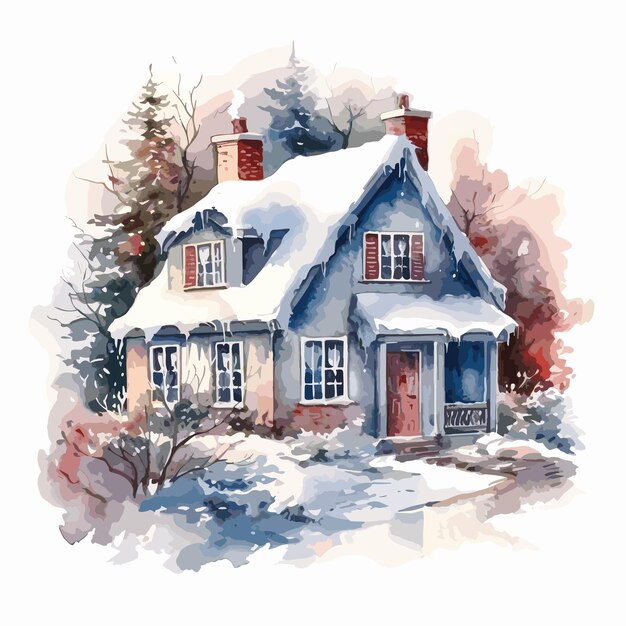 Vector hand painted house illustration cute decorative simple houses children illustration in watercolor