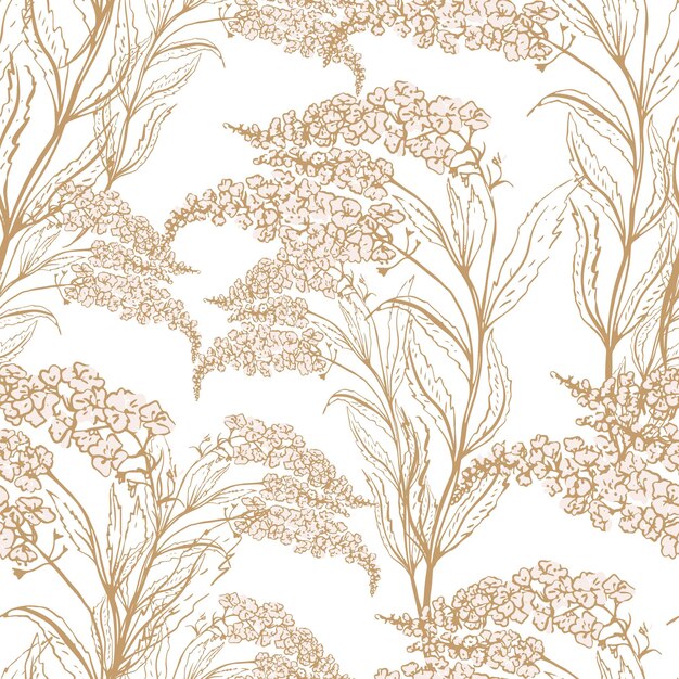 Vector hand painted leaves decorative vector seamless pattern repeating background tileable wallpaper pri