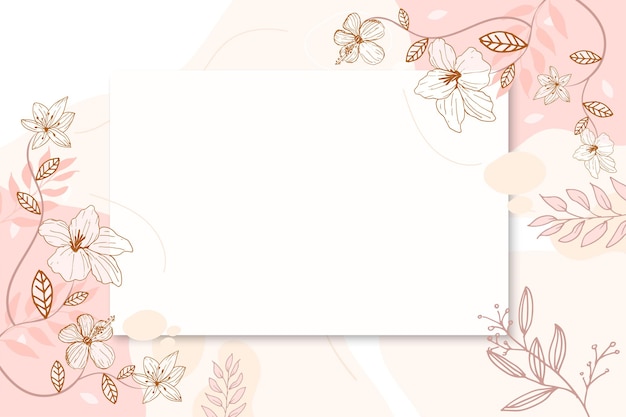 Vector hand painted line art floral background