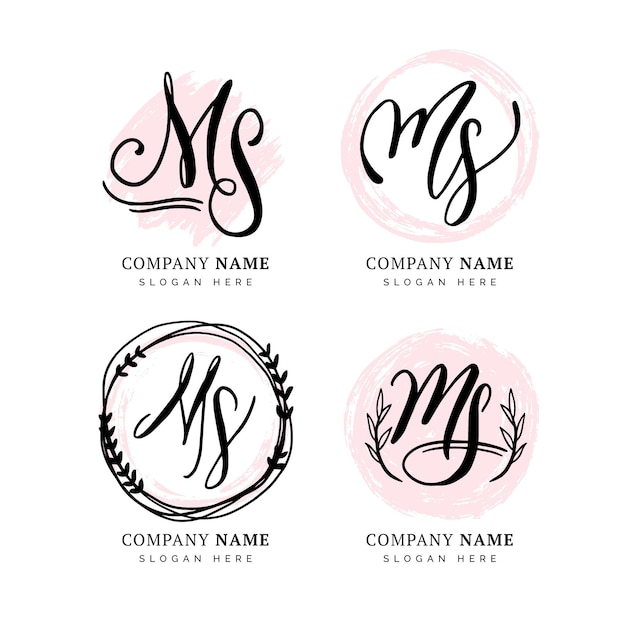 Vector hand painted ms logos pack