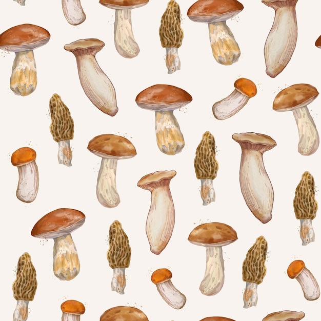 손으로 그린 버섯 패턴