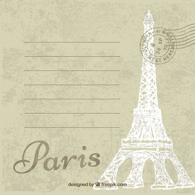 hand painted paris card