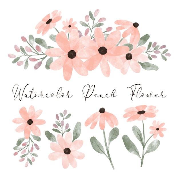 Vector hand painted petal floral bouquet watercolor style