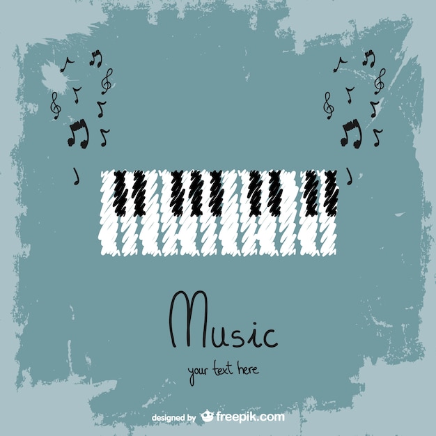 Vector hand painted piano and music notes