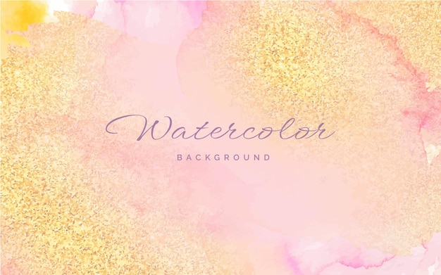 Hand painted pink and gold glitter watercolor background