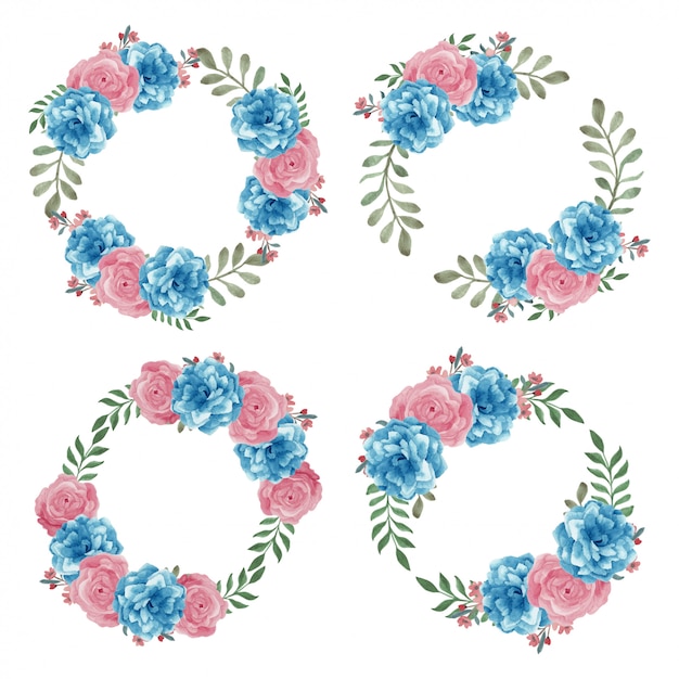 Hand painted rose flower circle wreath