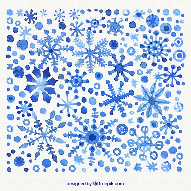 Hand painted snowflakes background