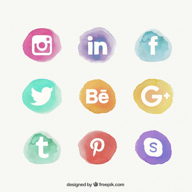 Hand painted social network icons pack