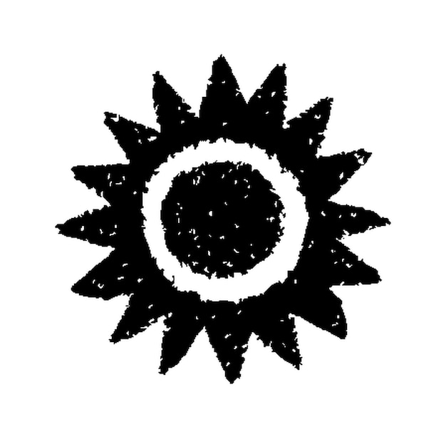 Simbolo del sole dipinto a mano disegnato a mano con il pastello