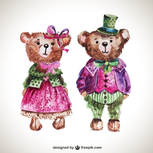 Vector hand painted teddy bears